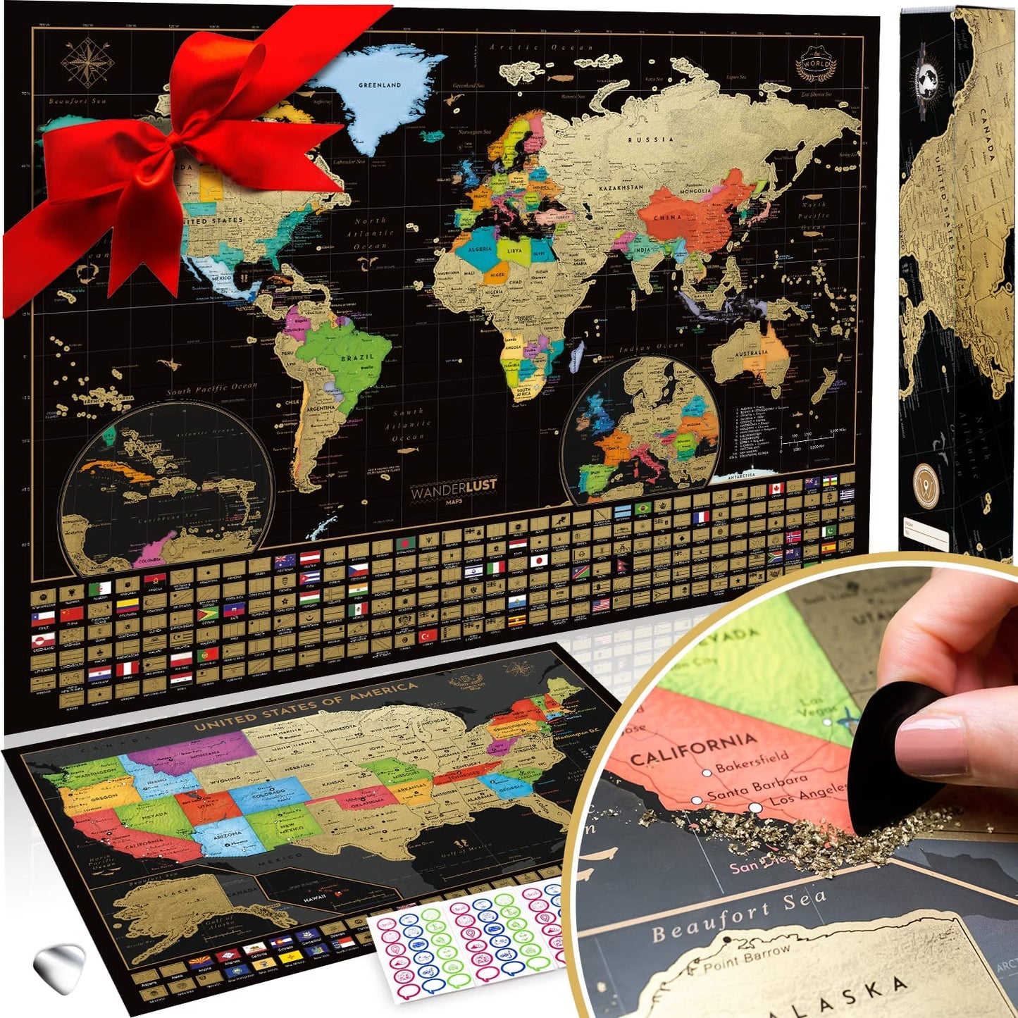 ScratchMap™ Deluxe - World Map + US Map